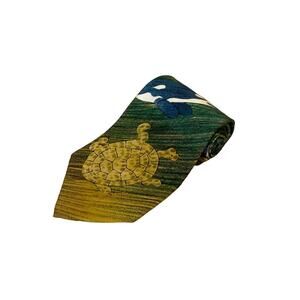 Vtg 1991 World Wildlife Foundation Silk Tie #105 marine life biologist gift